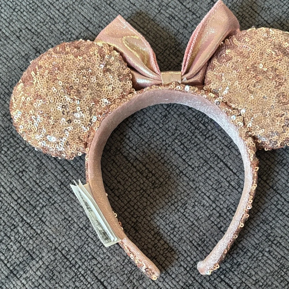 Authentic Disney Rose Gold Sequin Minnie Mouse Ears